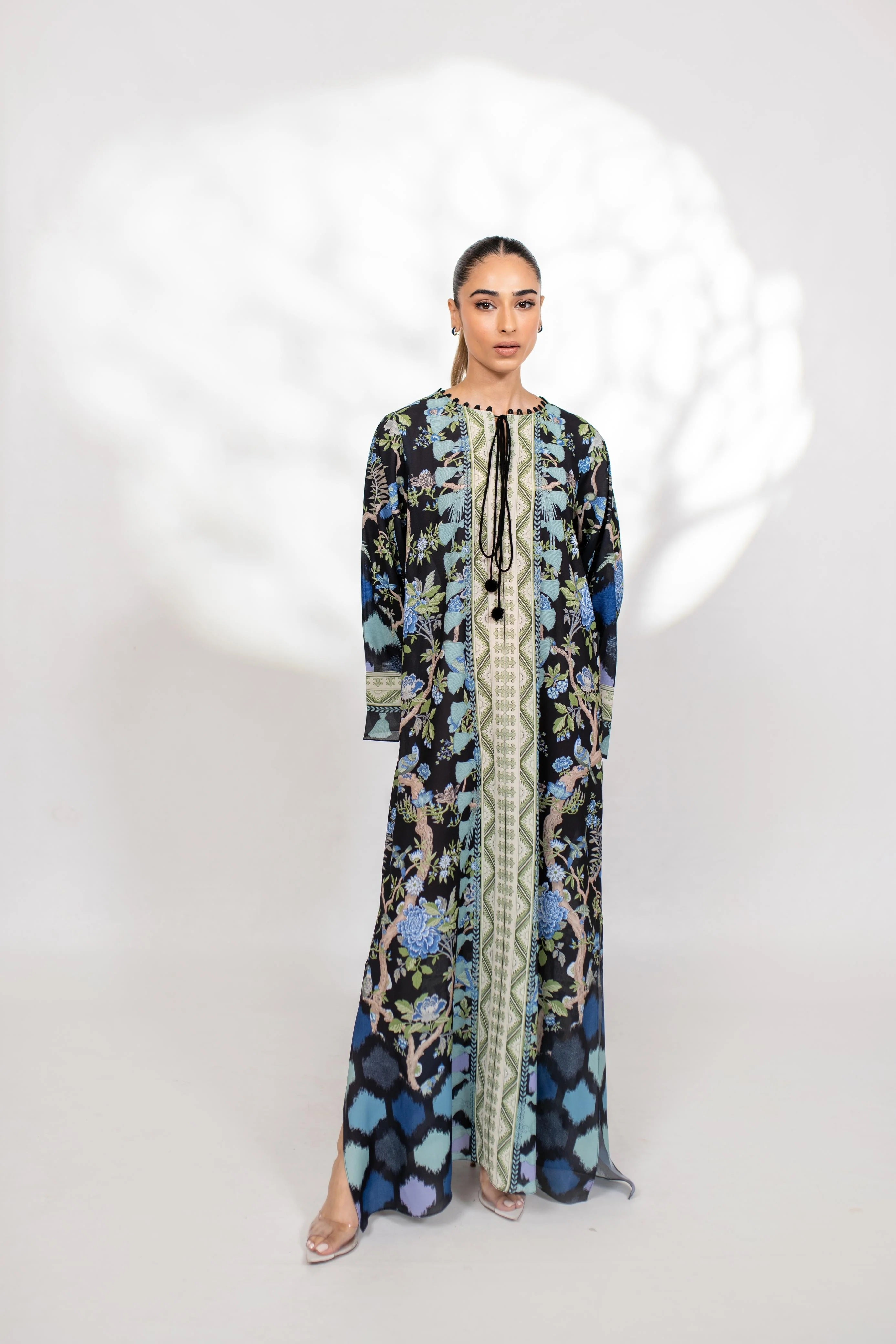 Onyx Blossom Kaftaan Dress