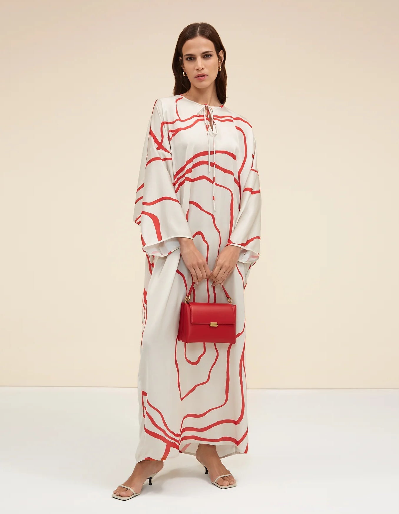 Striped Flowing Abstract Kaftan Dress