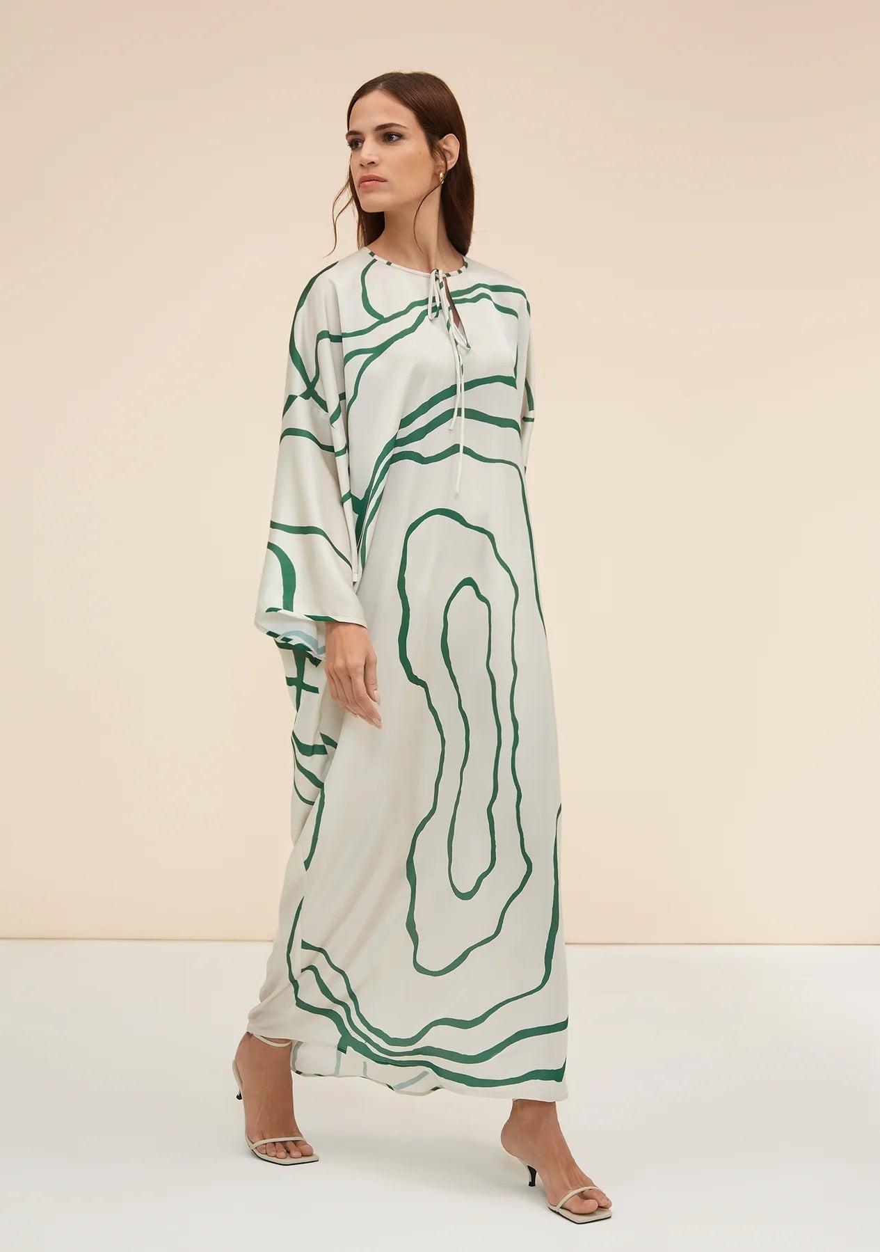 Striped Flowing Abstract Kaftan Dress