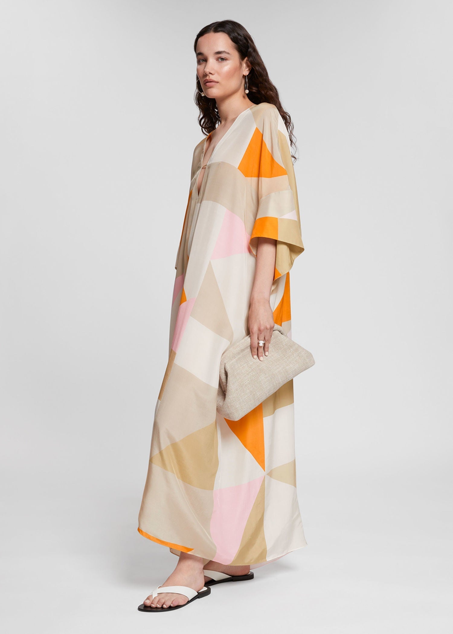 Modest Flowing Soft Silk Printed Kaftan