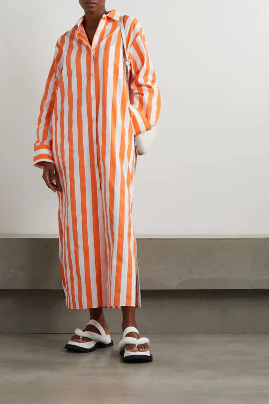 Vertical Stripes Shirt Dress