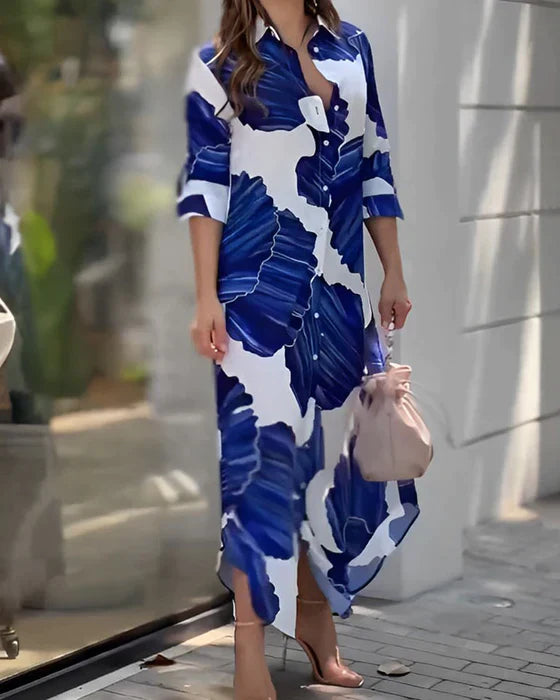 Blue & White Korean Long Shirt