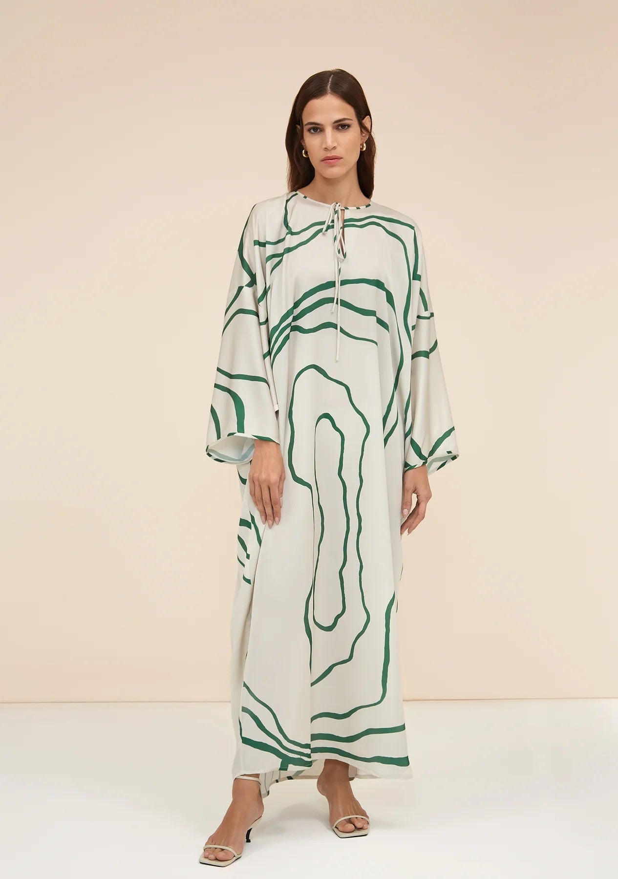 Striped Flowing Abstract Kaftan Dress