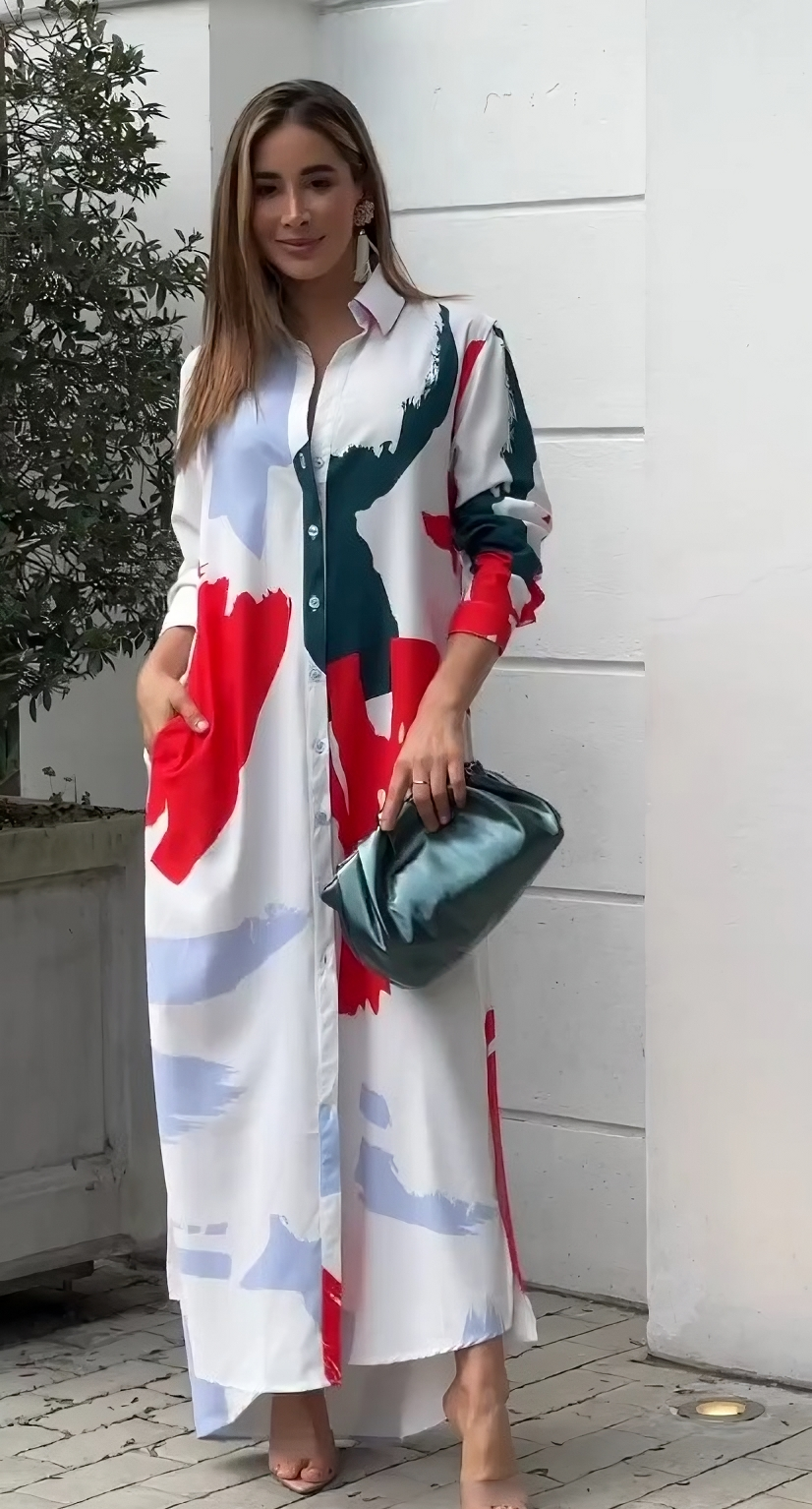 Vibrant Brushstroke Long Dress