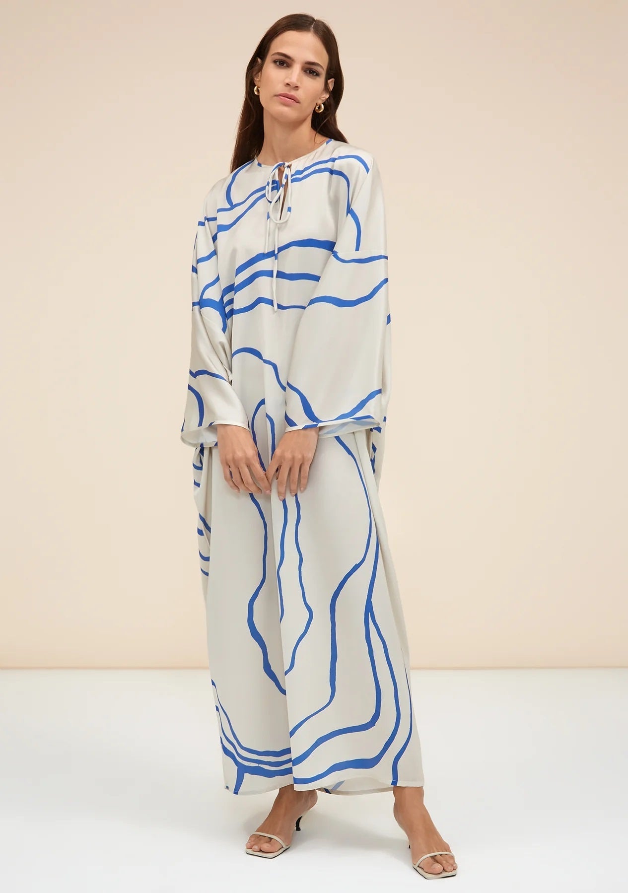 Striped Flowing Abstract Kaftan Dress