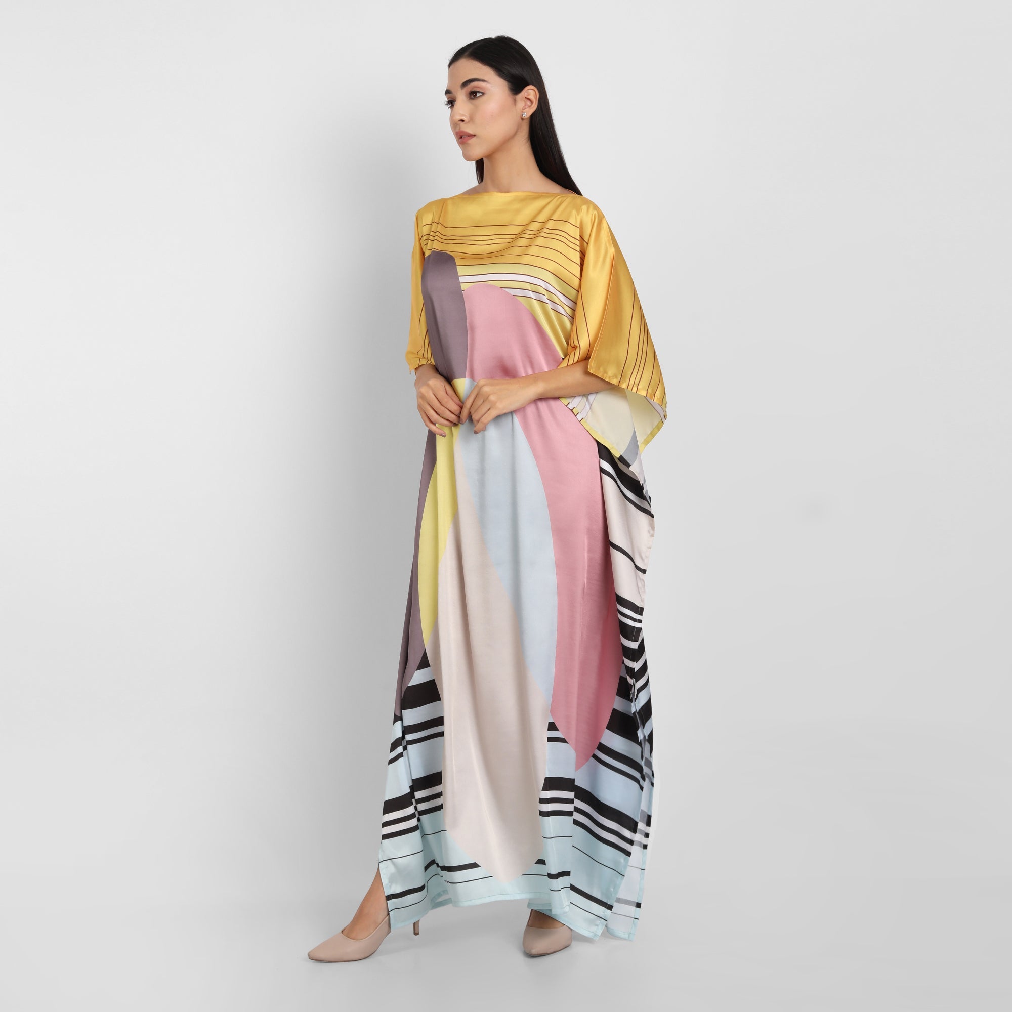 Satin Silk Kaftan Dress