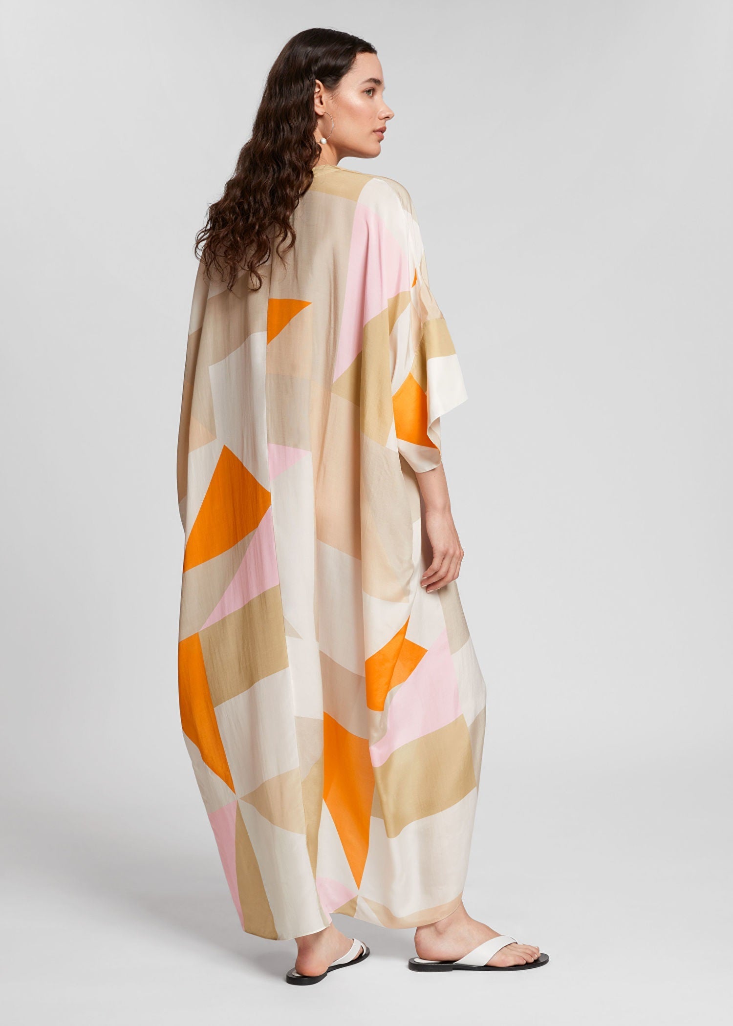 Modest Flowing Soft Silk Printed Kaftan