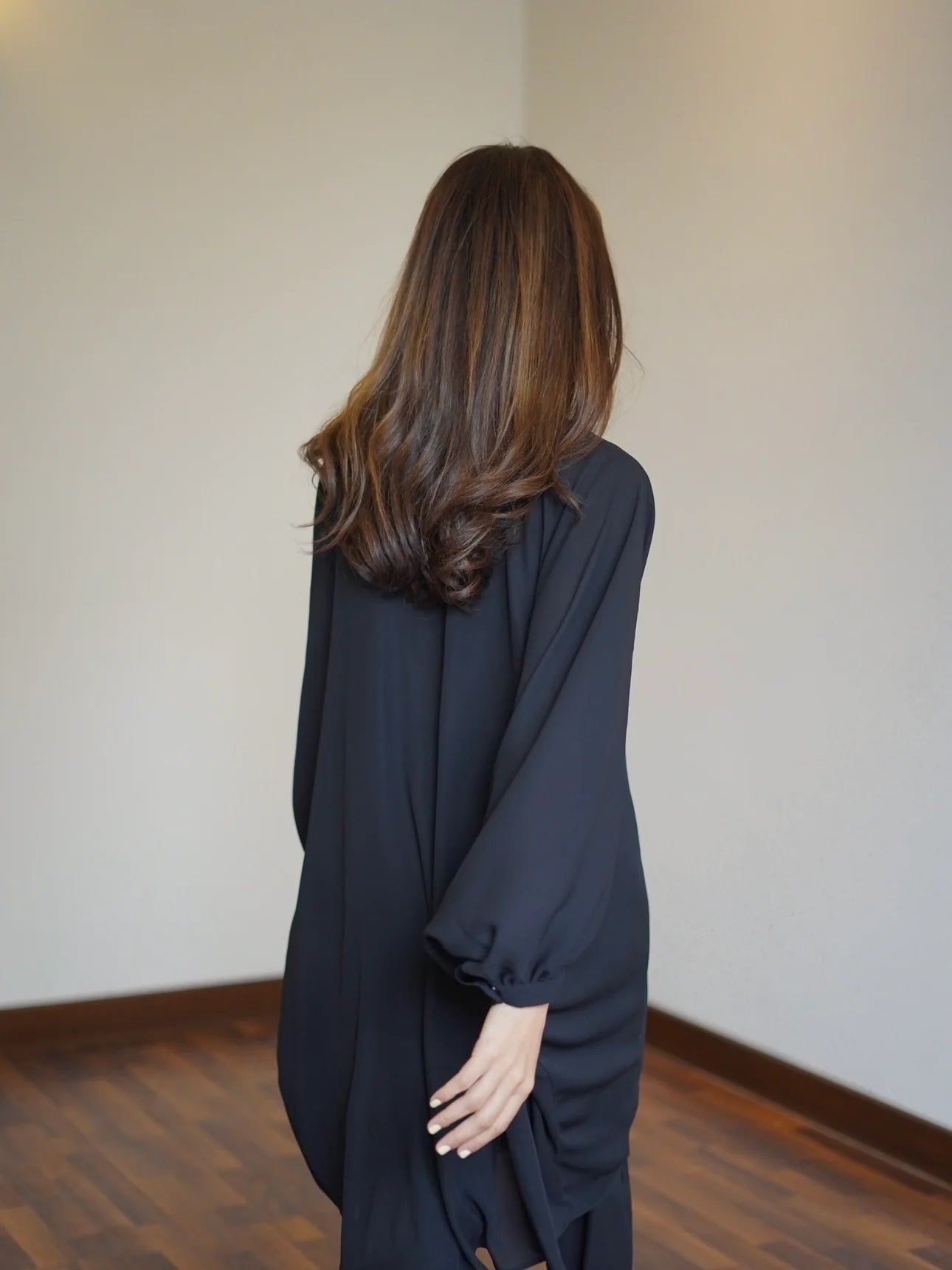 Stylish Black Batwing Tunic and Slim Trousers Set