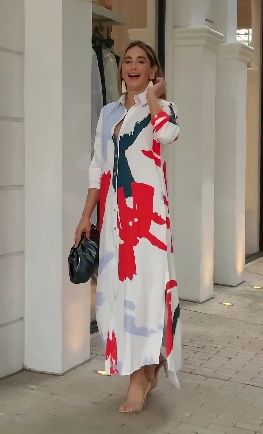 Vibrant Brushstroke Long Dress