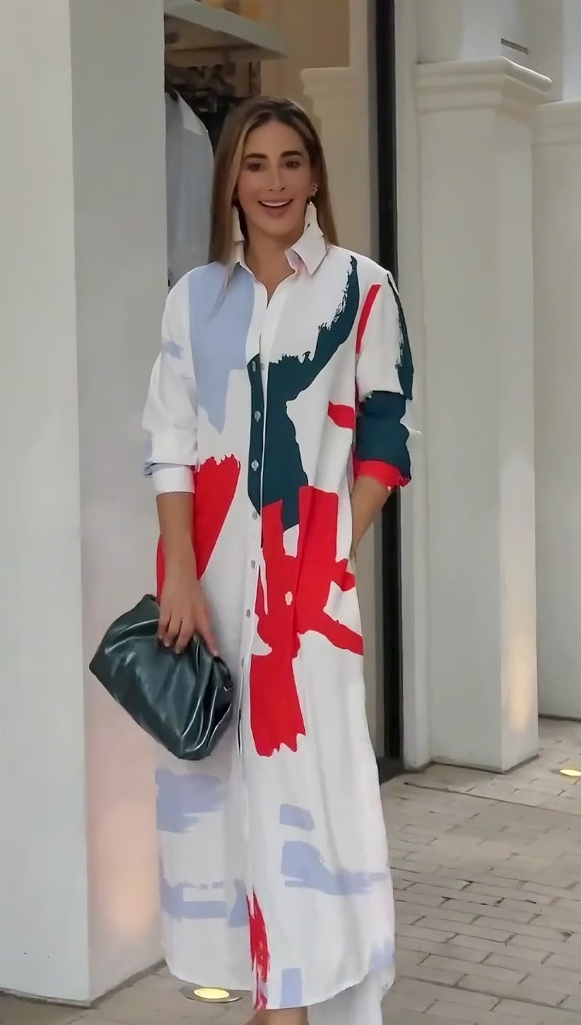 Vibrant Brushstroke Long Dress