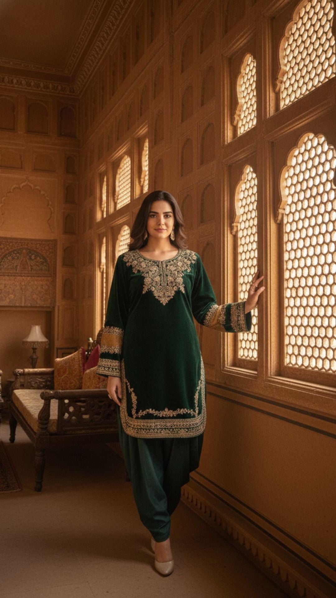 Hues Velvet Kurta Set