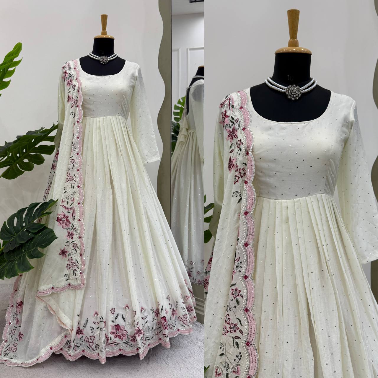Regal Off-White Anarkali with Pants