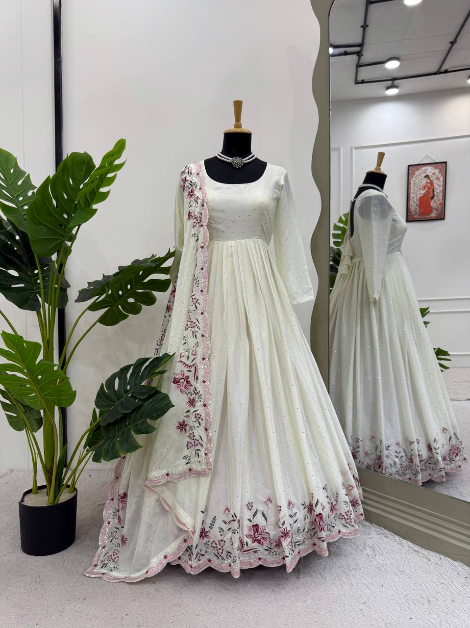 Regal Off-White Anarkali with Pants