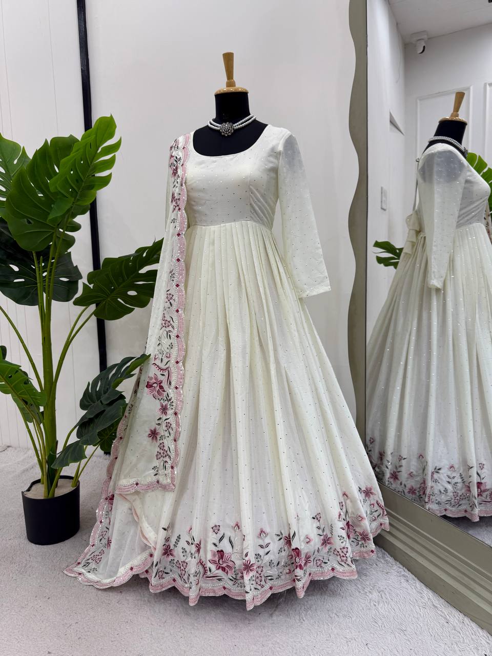 Regal Off-White Anarkali with Pants