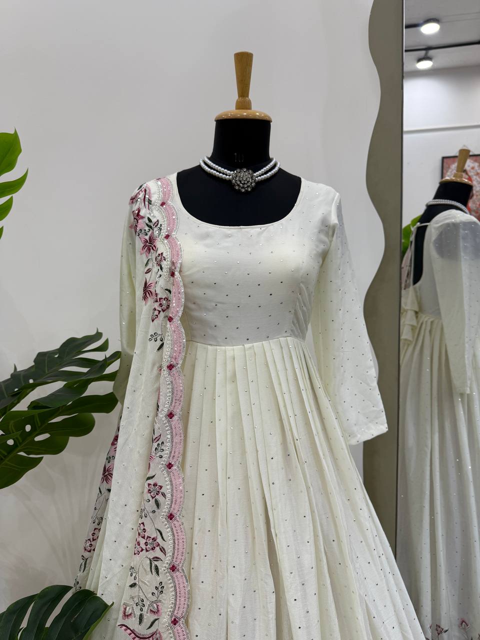 Regal Off-White Anarkali with Pants