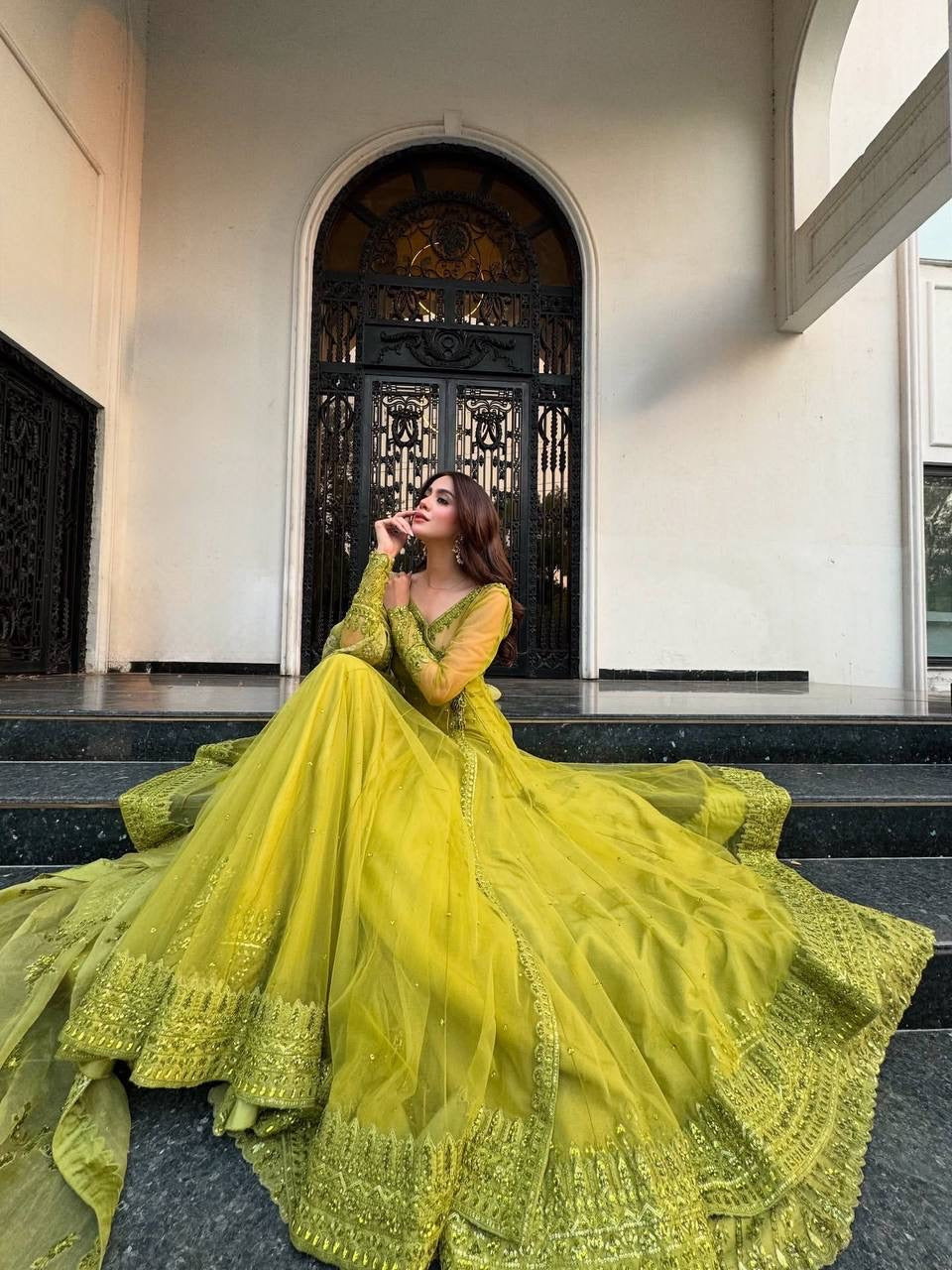 Royal Pistachio Green Anarkali Set