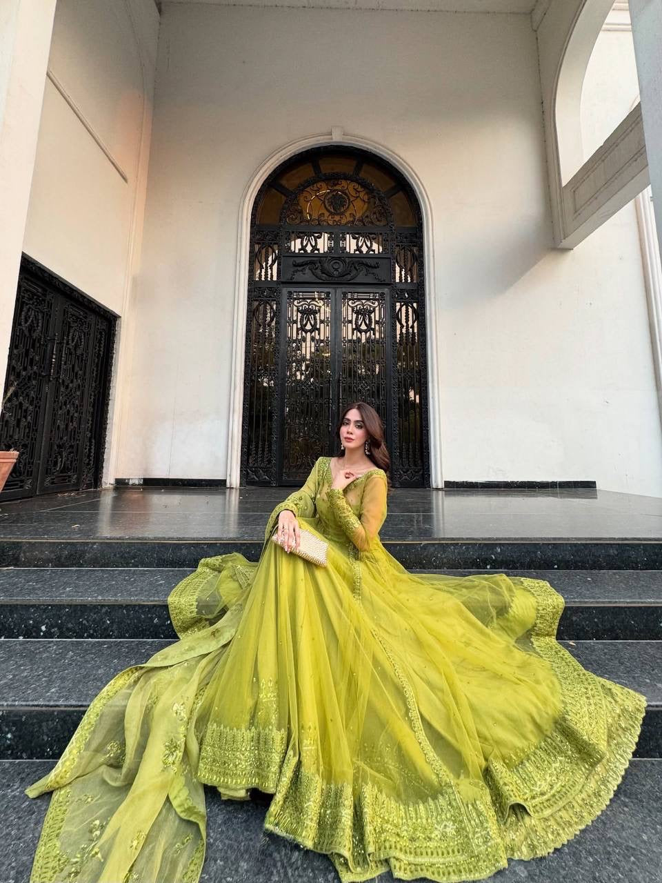 Royal Pistachio Green Anarkali Set