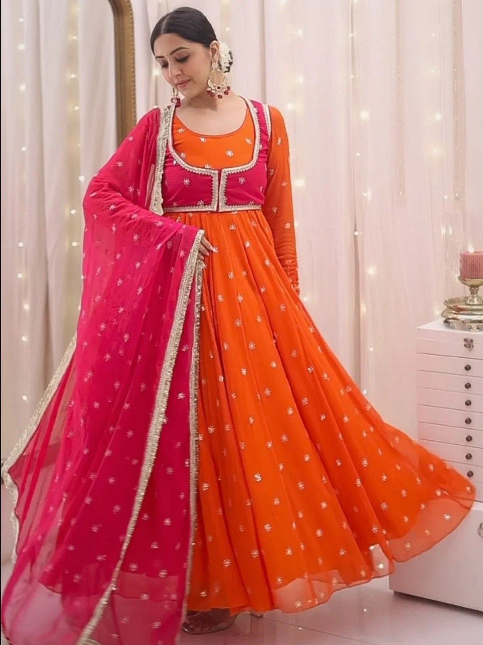 Charm Anarkali with Jacket and Dupatta