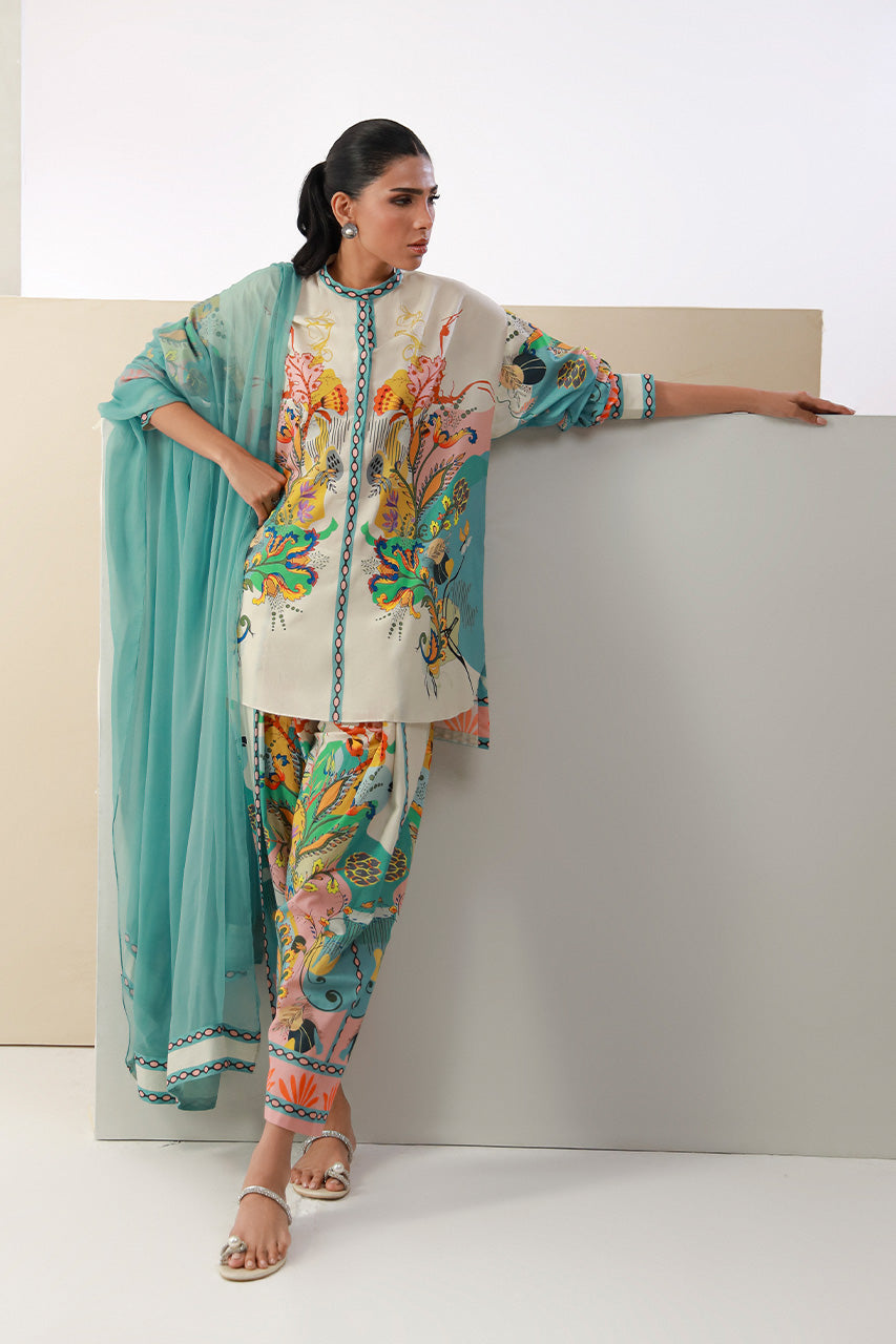Berry Green Co-ord Set with Dupatta