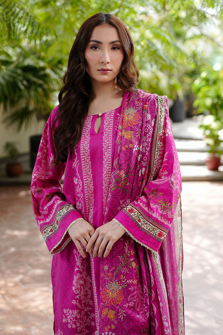 Fuchsia Muslin Suit