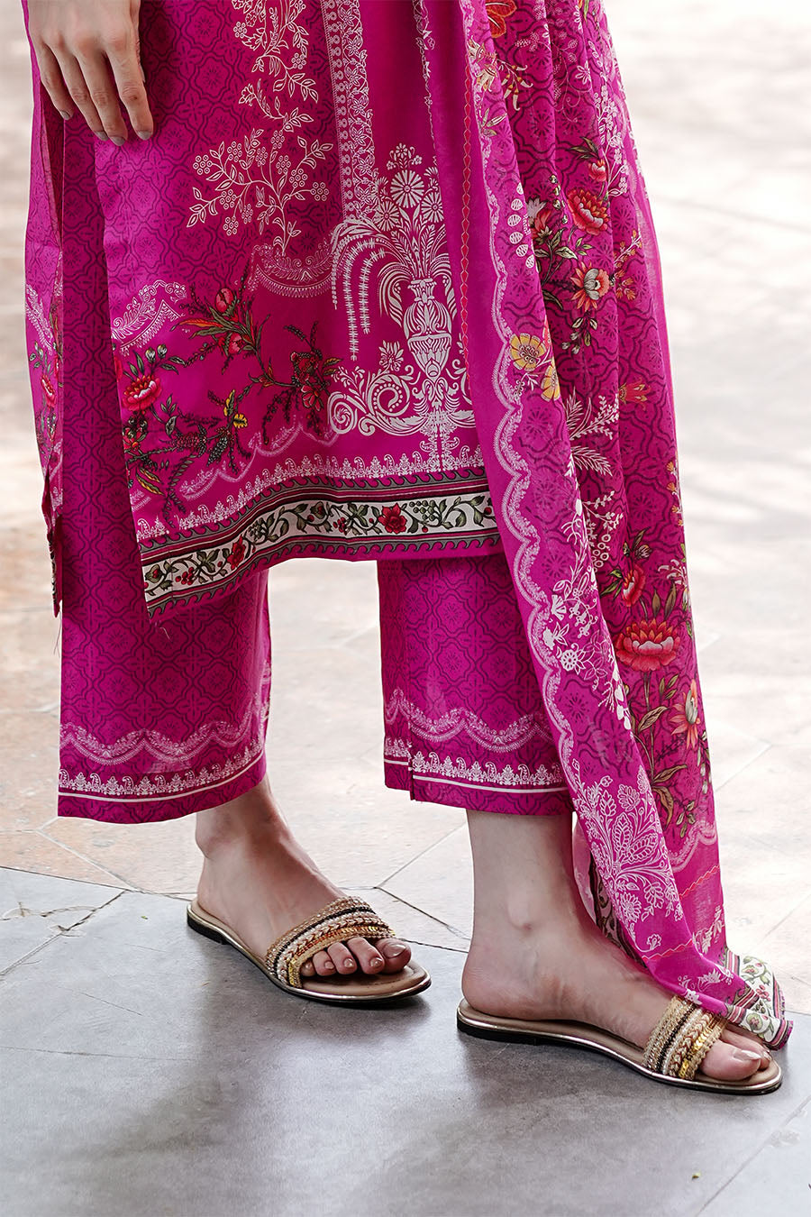 Fuchsia Muslin Suit