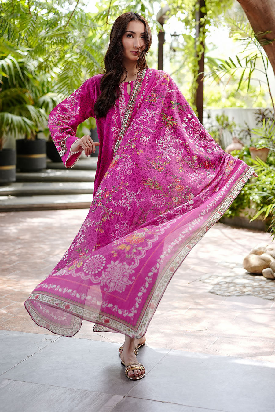 Fuchsia Muslin Suit