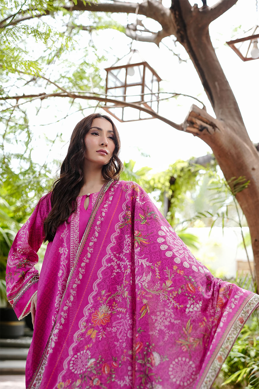 Fuchsia Muslin Suit