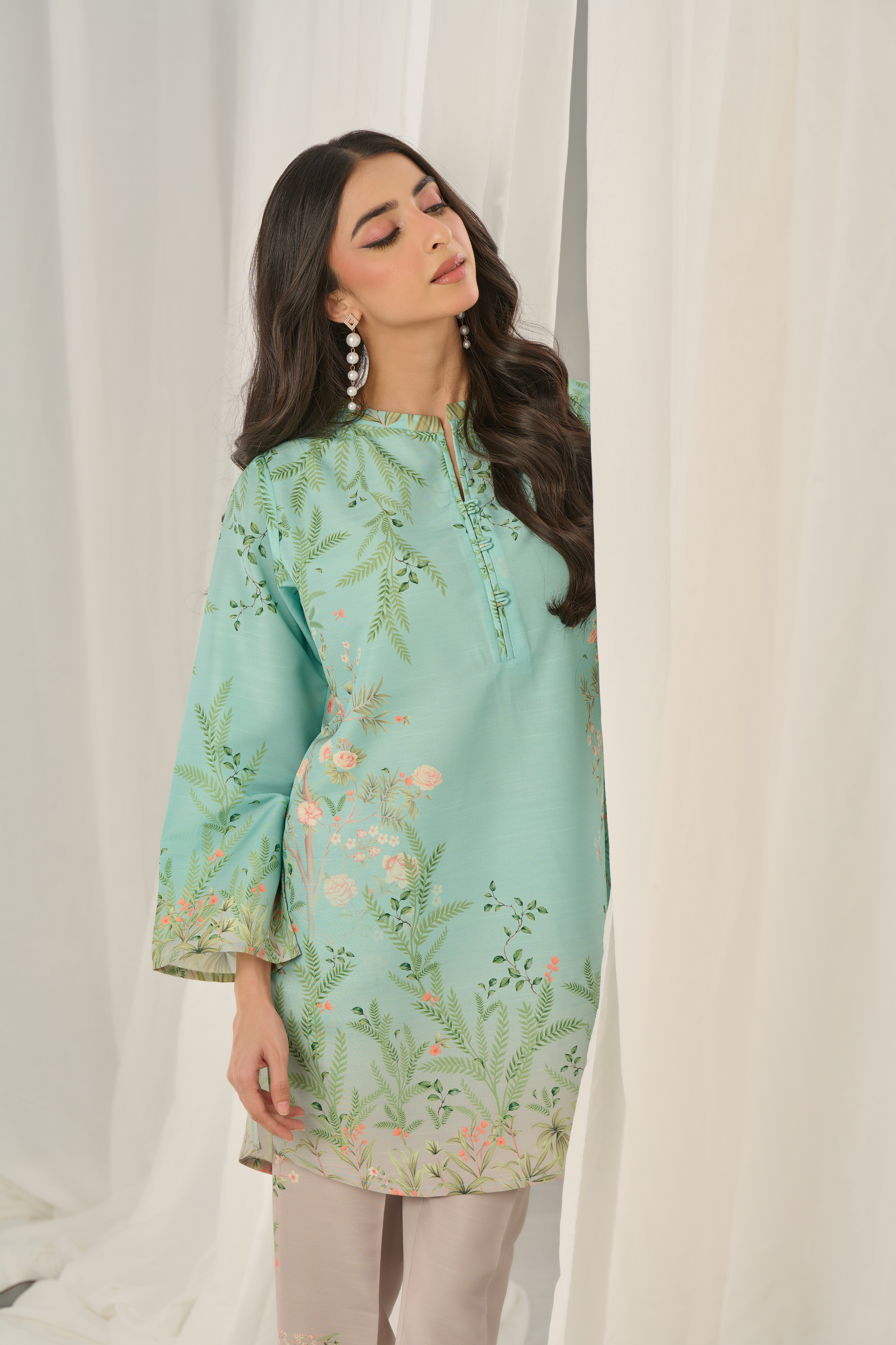 Teal Bloom Kurta Set with Dupatta