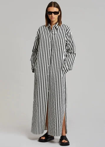 Vertical Stripes Shirt Dress